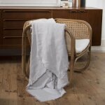 Jeté de lit lin lavé gris perle 180x260 Jeté de lit lin lavé gris perle 180x260