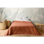 Jet� de lit uni 100% polyester terre cuite 250x260cm