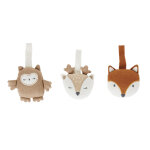 Jouets d'veil bb pour arche en coton bio marron, blanc et beige