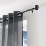 Kit de tringle � rideaux extensible disque noir l210 � l380 cm