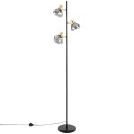 Lampadaire 3 abat - jours en verre effet miroir et métal noir h160 Lampadaire 3 abat - jours en verre effet miroir et métal noir h160