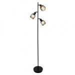 Lampadaire 3 lumières en rotin noir et naturel Lampadaire 3 lumières en rotin noir et naturel