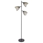 Lampadaire 3 spots en mtal noir et dor h165