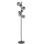 Lampadaire 7 globes en verre fumé et métal noir h155 Lampadaire 7 globes en verre fumé et métal noir h155