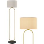 Lampadaire abat - jour en lin interrupteur  pied dor et noir