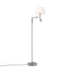 Lampadaire acier avec abat - jour blanc et liseuse orientable