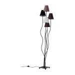 Lampadaire en acier noir 5 abat - jours en coton marron h163