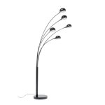 Lampadaire en acier noir mat 5 abat - jours h201
