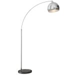 Lampadaire arc arceau courbé design marbre noir abat - jour globe chromé Lampadaire arc arceau courbé design marbre noir abat - jour globe chromé