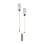 Lampadaire art dco laiton avec 2 lumires verre transparent