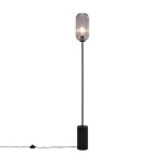 Lampadaire art dco noir avec verre fum