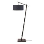 Lampadaire en bambou noir / lin h176cm