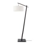 Lampadaire en bambou noir / lin h176cm