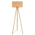 Lampadaire en bois avec abat - jour en rotin