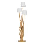 Lampadaire en bois flott et abat - jour blanc h159