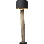 Lampadaire en bois flott et abat - jour en coton noir h171