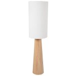 Lampadaire en bois d'hévéa et abat - jour en tissu bouclette crème h141 Lampadaire en bois d'hévéa et abat - jour en tissu bouclette crème h141