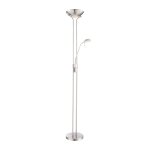 Lampadaire avec bras de lecture led orientable 18w + 5w nickel