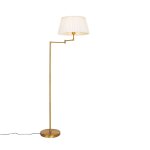 Lampadaire bronze abat - jour pliss blanc bras rglable