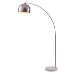 Lampadaire courb en mtal gris avec base en imitation marble