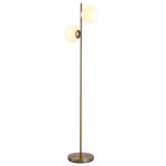 Lampadaire design no - rtro 2 boules h165 cm mtal dor