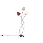 Lampadaire design noir abat - jour tissu 3 lumires