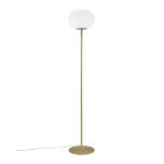 Lampadaire dor et lgant abat - jour en verre