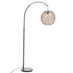 Lampadaire - - effet rotin mtal / papier naturel h 180 cm