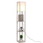 Lampadaire tagres 3 niveaux aspect bois