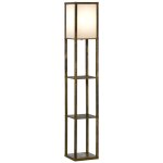 Lampadaire �tag�res 3 niveaux aspect bois