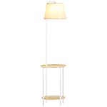 Lampadaire tagres h. 162 cm bambou verni mtal tissu blanc