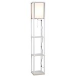 Lampadaire �tag�re h160 cm 3 �tag�res 4 niveaux blanc