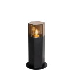 Lampadaire extérieur noir abat - jour fumé hexagonal 30 cm Lampadaire extérieur noir abat - jour fumé hexagonal 30 cm