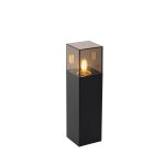 Lampadaire extérieure noire abat - jour fumé 30 cm Lampadaire extérieure noire abat - jour fumé 30 cm