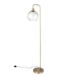 Lampadaire globe en verre et m�tal dor� h155