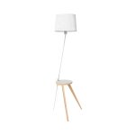 Lampadaire h154 en bois et en mtal blanc