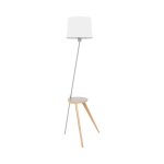 Lampadaire h154 en bois et en mtal gris