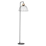 Lampadaire industriel grillag arqu h154 cm mtal noir rotin