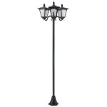 Lampadaire de jardin solaire led 3 ttes acier inox. plastique noir