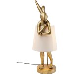 Lampadaire lapin en polyrsine dore et abat - jour blanc h88