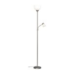 Lampadaire led avec liseuse en mtal argent et blanc