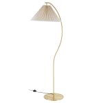 Lampadaire en mtal et abat - jour conique en tissu pliss beige h159