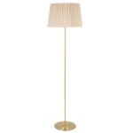 Lampadaire en mtal dor et abat - jour en polyester recycl pliss blanc cass h162