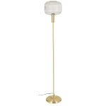 Lampadaire en mtal dor et abat - jour en verre stri transparent h155