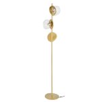 Lampadaire en métal doré et globes ovoïdes en verre opaque h165 Lampadaire en métal doré et globes ovoïdes en verre opaque h165