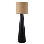 Lampadaire en mtal noir et abat - jour en jute h149