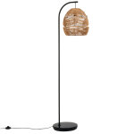 Lampadaire en mtal noir et abat - jour tress h151