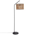 Lampadaire en mtal noir et fibre vgtale h162
