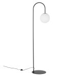Lampadaire en mtal noir et globe opaque h182