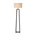 Lampadaire en noir avec une hauteur d'abat - jour blanche 168 cm